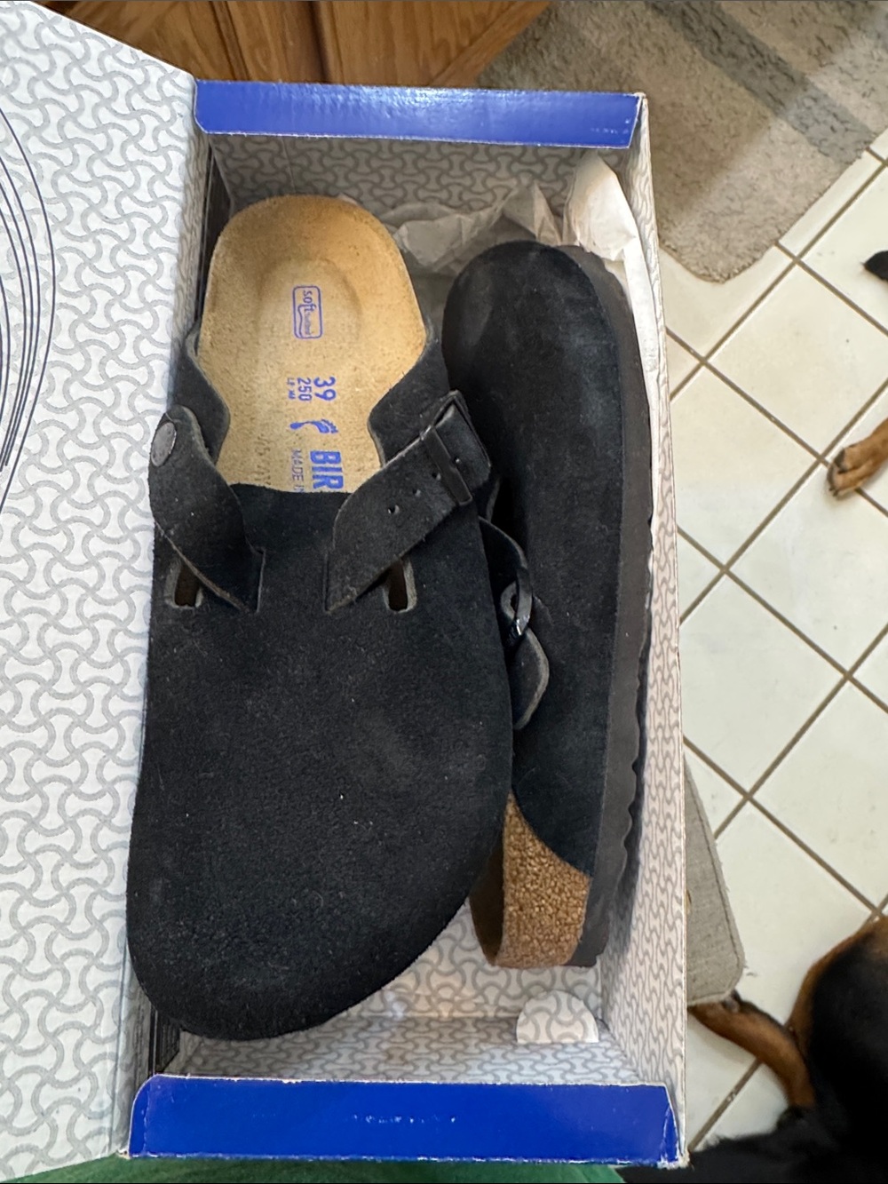 Birkenstock Black Suede Boston Clogs - Men's Slip-On
